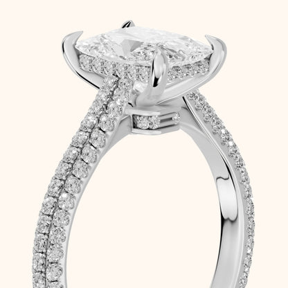 Elisa Hidden Halo Pavé Radiant Diamond Engagement Ring in Platinum - slant-view.webp