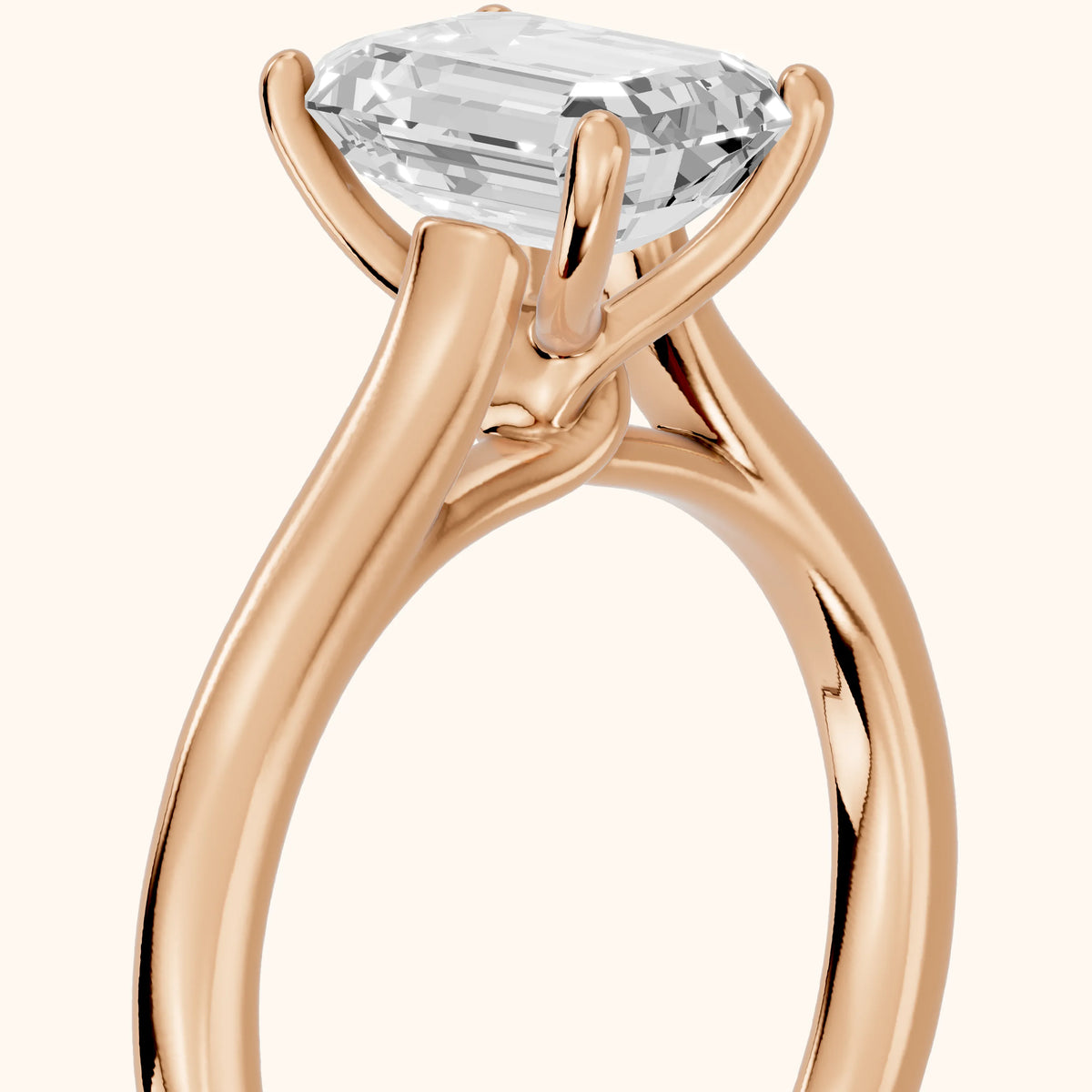 Emeline Solitaire Cathedral Emerald Diamond Engagement Ring in Rose Gold - slant-view.webp