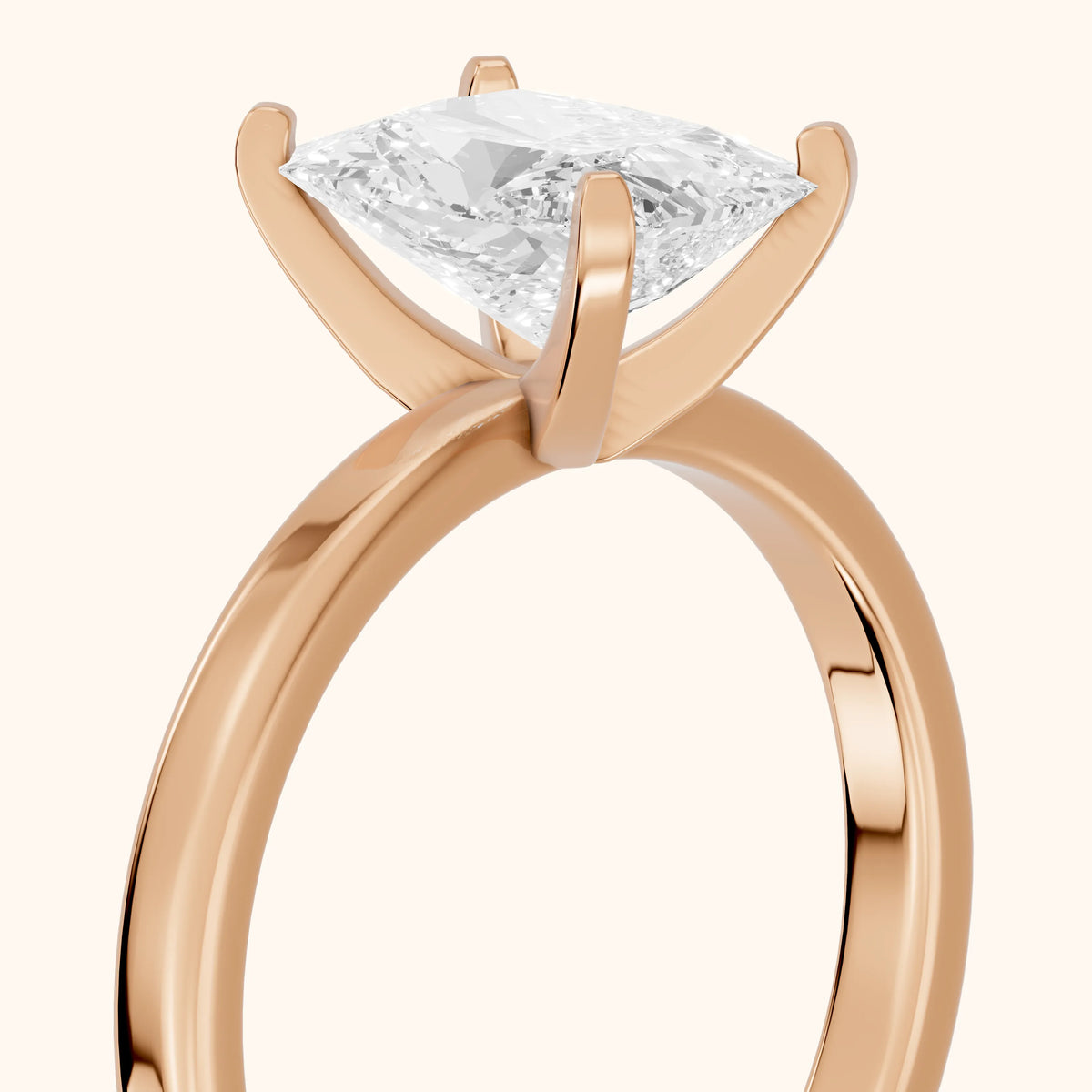 Liana Solitaire Claw Prong Radiant Diamond Engagement Ring in Rose Gold - slant-view.webp