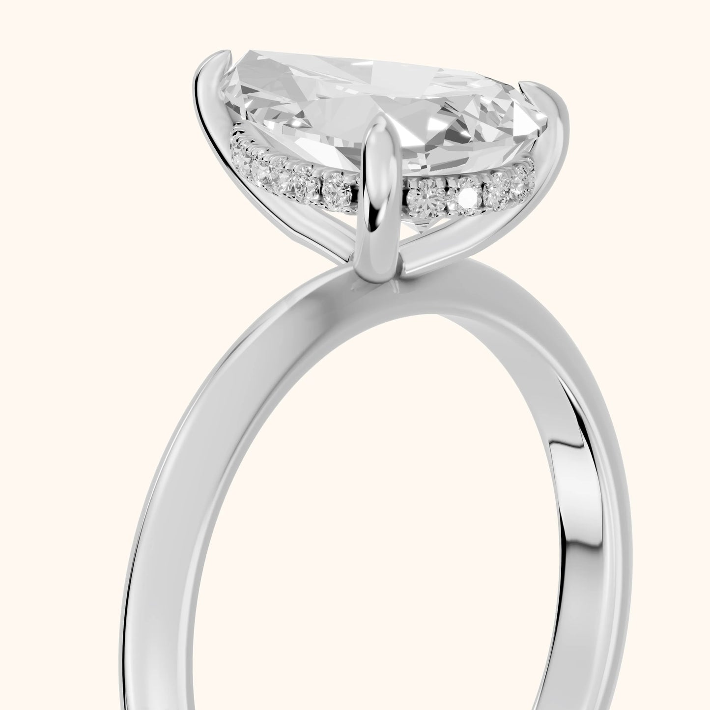 Amaya Hidden Halo Pear Diamond Ring in Silver - slant-view.webp