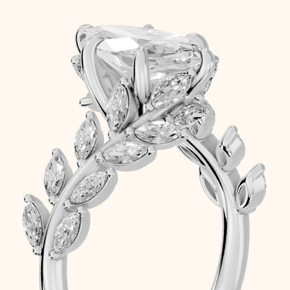 Clarion Leaf Bypass Marquise Diamond Engagement Ring in Platinum - slant-view.webp