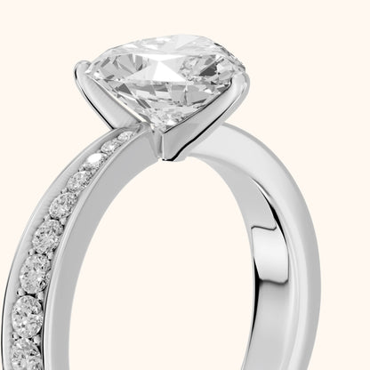 Rhea Sidestone Pavé Heart Diamond Engagement Ring in Platinum - slant-view.webp