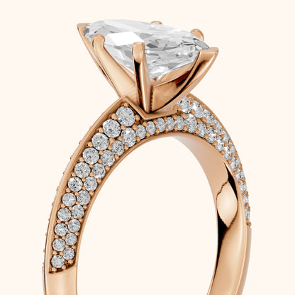 Lorna Knife Edge Pavé Marquise Diamond Engagement Ring in Rose Gold - slant-view.webp