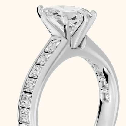 Frisco Channel Set Pear Diamond Engagement Ring in Silver - slant-view.webp