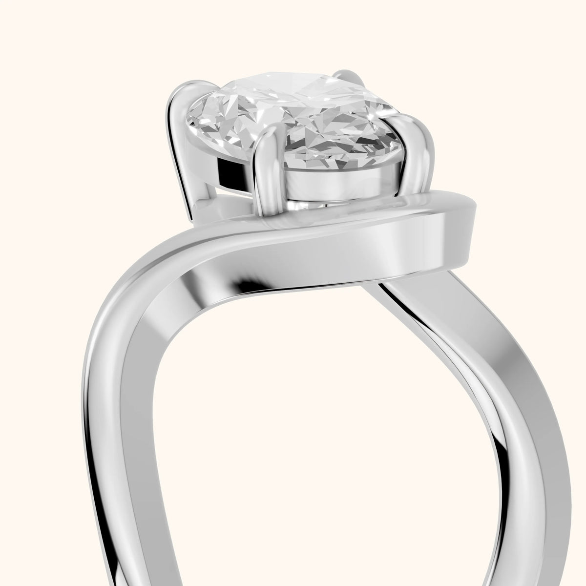 Empire Solitaire Bypass Oval Diamond Engagement Ring in Platinum - slant-view.webp