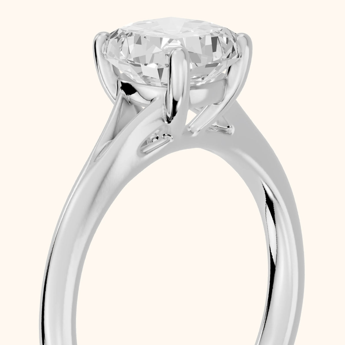 Melanie Solitaire Split Shank Cushion Diamond Engagement Ring in Platinum - slant-view.webp
