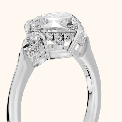Leila Three-Stone Heart Diamond Engagement Ring in Silver - slant-view.webp