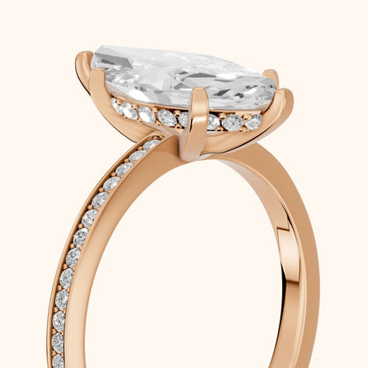 Naia Hidden Halo Marquise Diamond Ring in Rose Gold - slant-view.webp