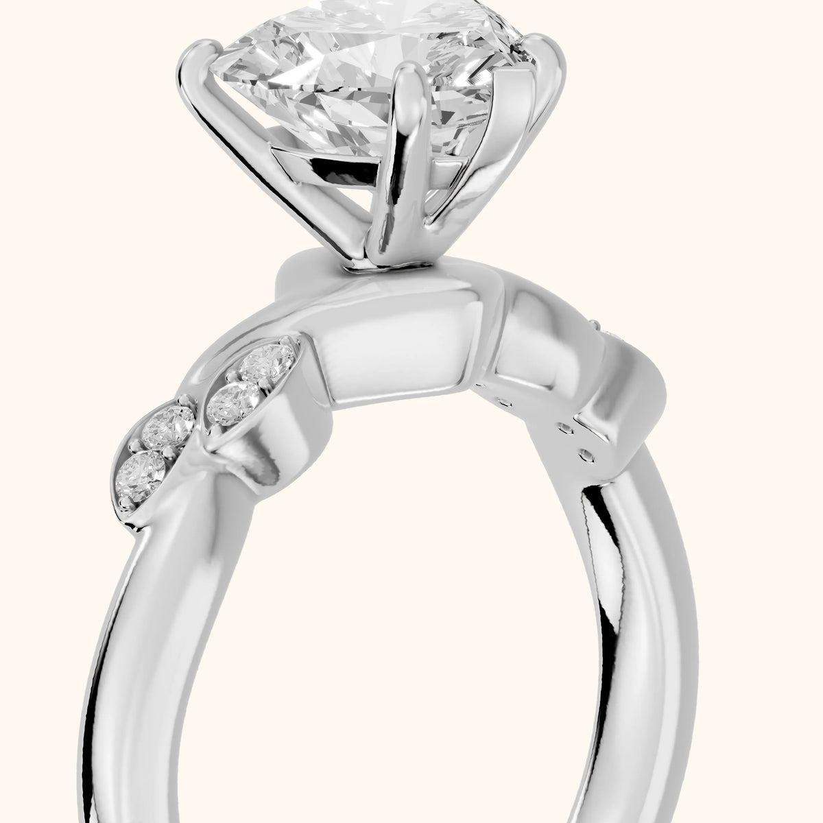 Robin Leaf Twist Heart Diamond Engagement Ring in Platinum - slant-view.webp