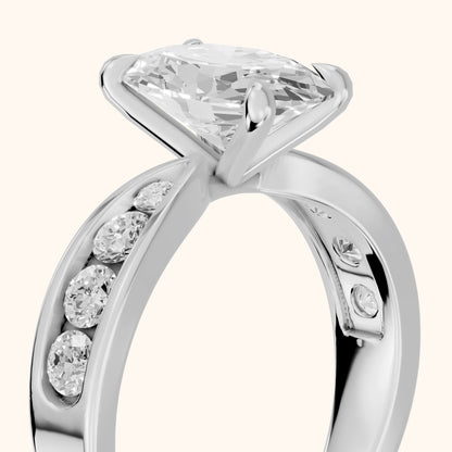 Noor Channel Set Sidestone Oval Diamond Engagement Ring in Silver - slant-view.webp