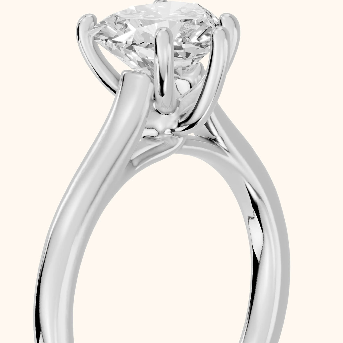 Emeline Solitaire Cathedral Heart Diamond Engagement Ring in White Gold - slant-view.webp