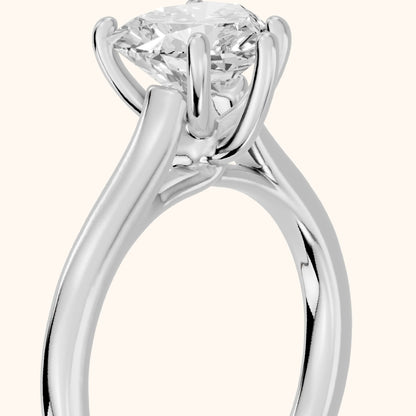 Emeline Solitaire Cathedral Heart Diamond Engagement Ring in White Gold - slant-view.webp