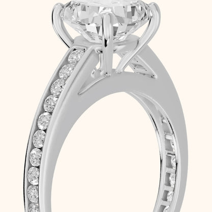Dana Channel Set Cushion Diamond Engagement Ring in Platinum - slant-view.webp