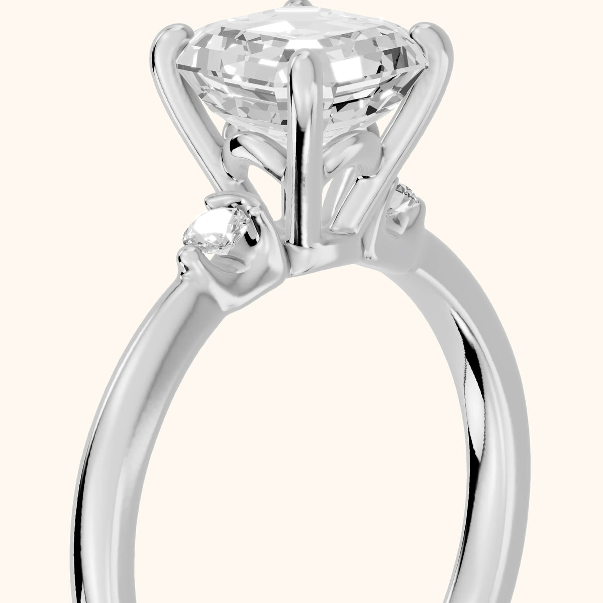 Teodora Floating Three-Stone Asscher Diamond Engagement Ring in Silver - slant-view.webp