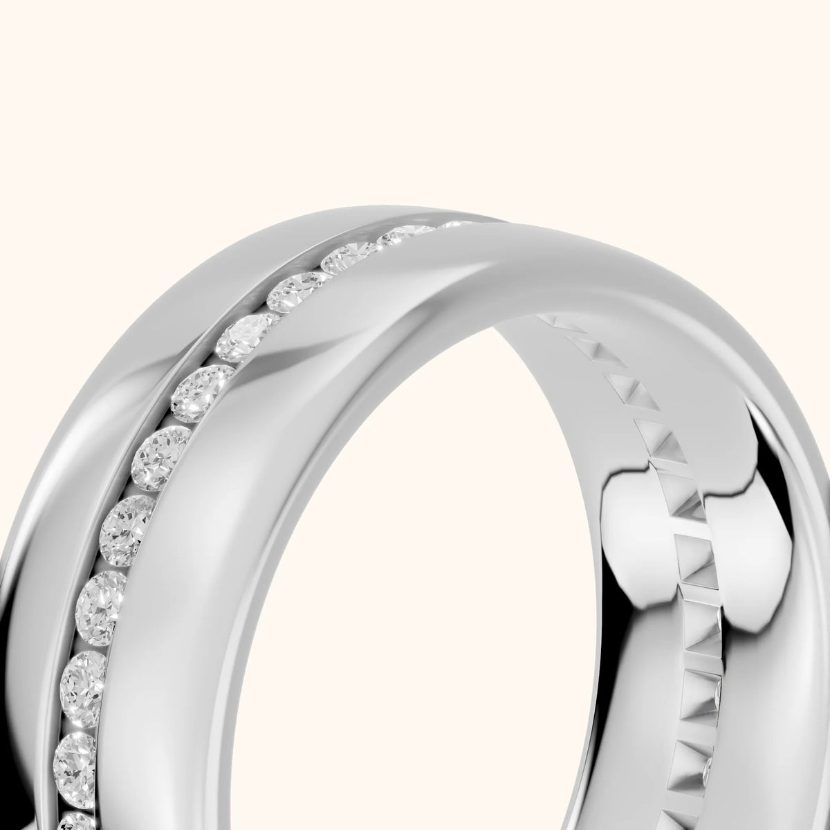 Azura Channel Set Round Diamond Eternity Band in Silver - slant-view