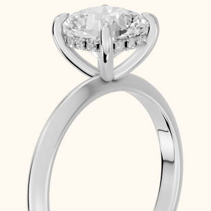 Amaya Hidden Halo Cushion Diamond Ring in Platinum - slant-view.webp