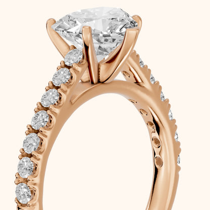 Keira Statement Pavé Heart Diamond Engagement Ring in Rose Gold - slant-view.webp