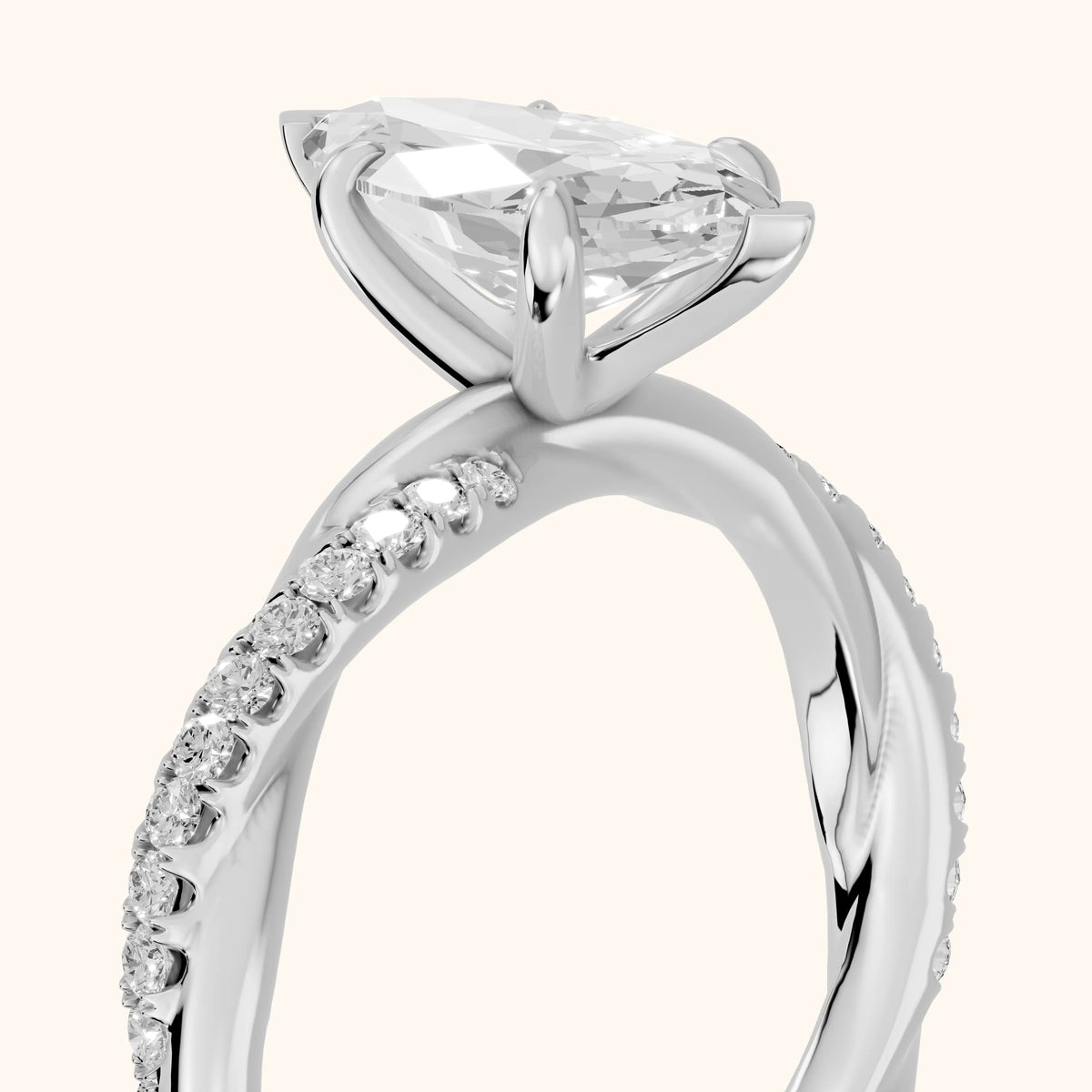 Allie Twist Pavé Marquise Diamond Engagement Ring in White Gold - slant-view.webp