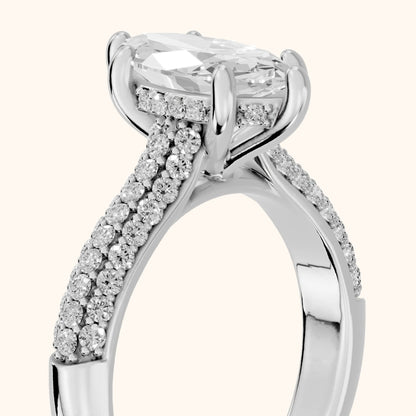 River Hidden Halo Dome Marquise Diamond Engagement Ring in White Gold - slant-view.webp