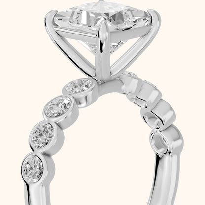 Edie Beaded Bezel Princess Diamond Engagement Ring in Platinum - slant-view.webp