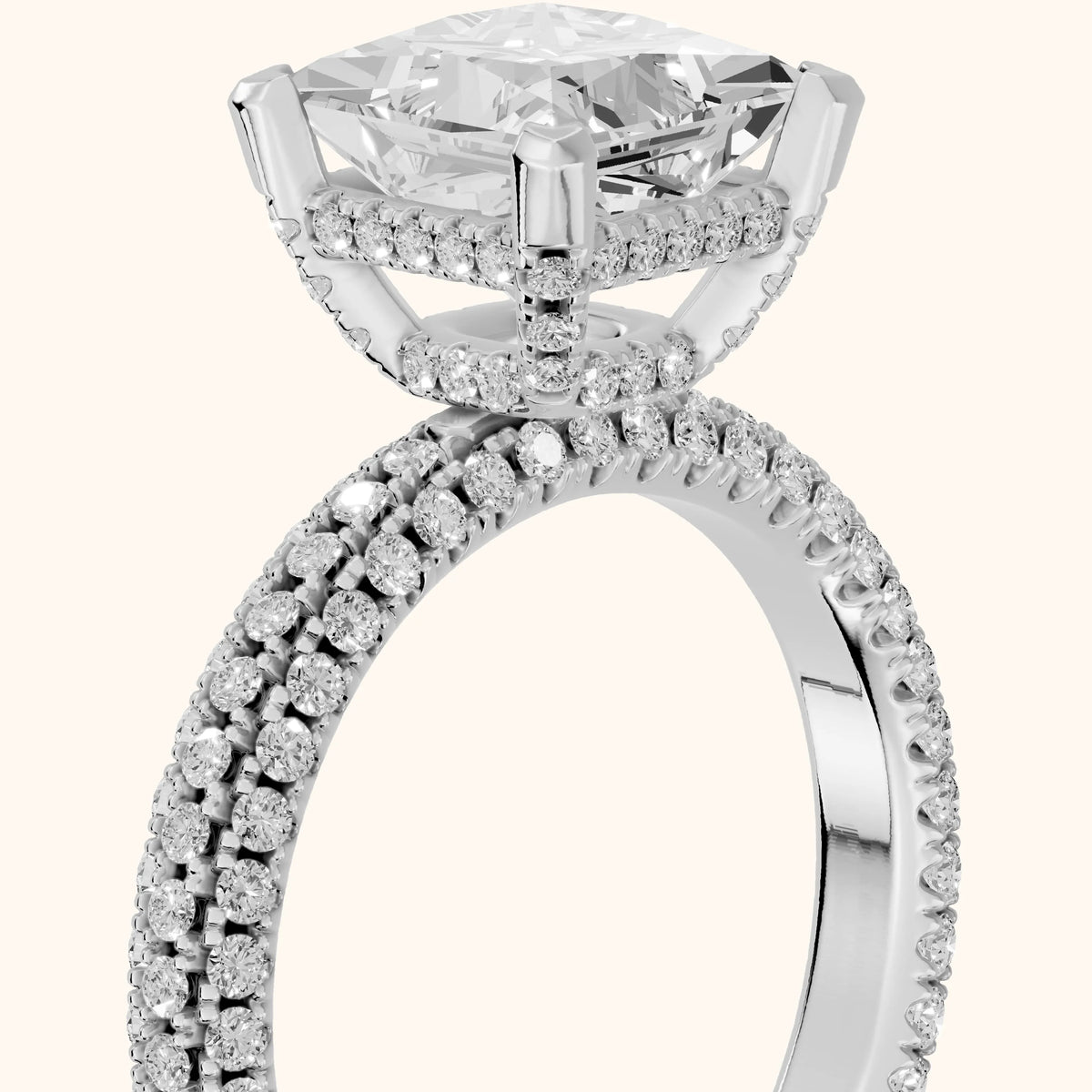 Mira Hidden Halo Micropavé Princess Diamond Engagement Ring in Platinum - slant-view.webp