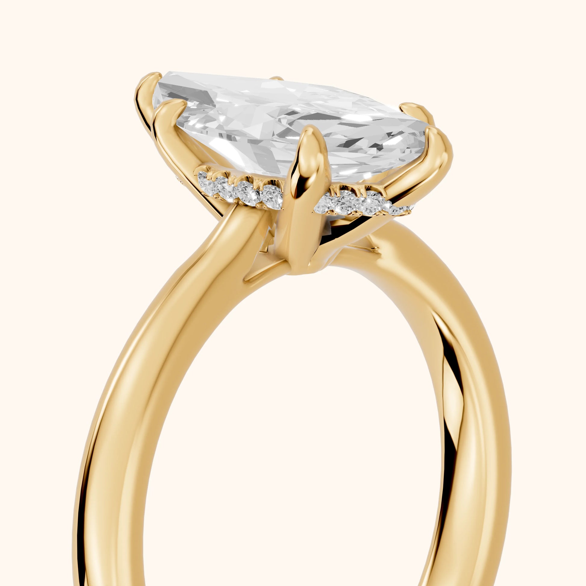 Mena Hidden Halo Marquise Diamond Engagement Ring in Yellow Gold - slant-view.webp