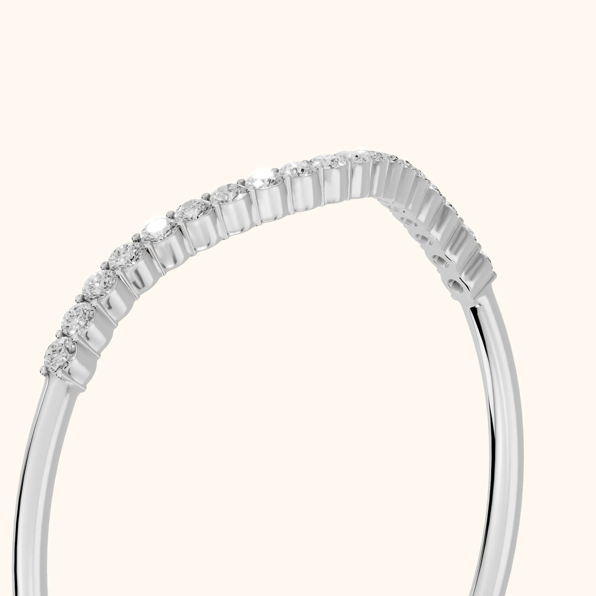 Ambra Curved Pavé Round Diamond Stackable Ring in Silver - slant-view