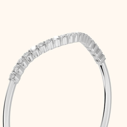 Ambra Curved Pavé Round Diamond Stackable Ring in Silver - slant-view