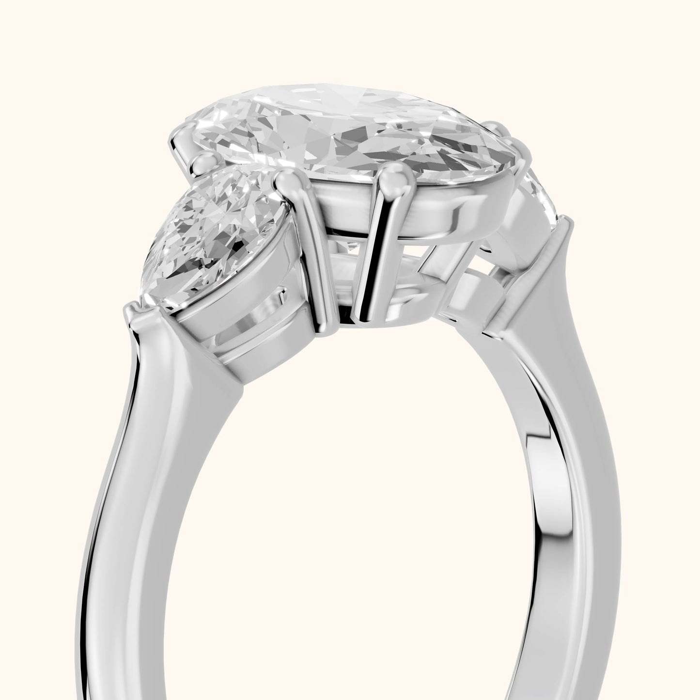 Mirabel Three-Stone Oval Diamond Engagement Ring in Silver - slant-view.webp