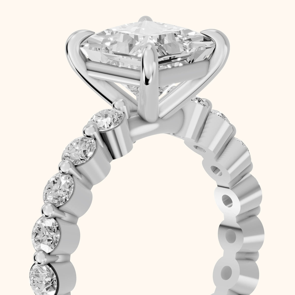 Piper Sidestone Princess Diamond Engagement Ring in Platinum - slant-view.webp
