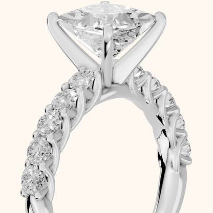 Heloise Statement Pavé Princess Diamond Engagement Ring in White Gold - slant-view.webp