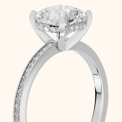 Naia Hidden Halo Cushion Diamond Ring in Silver - slant-view.webp