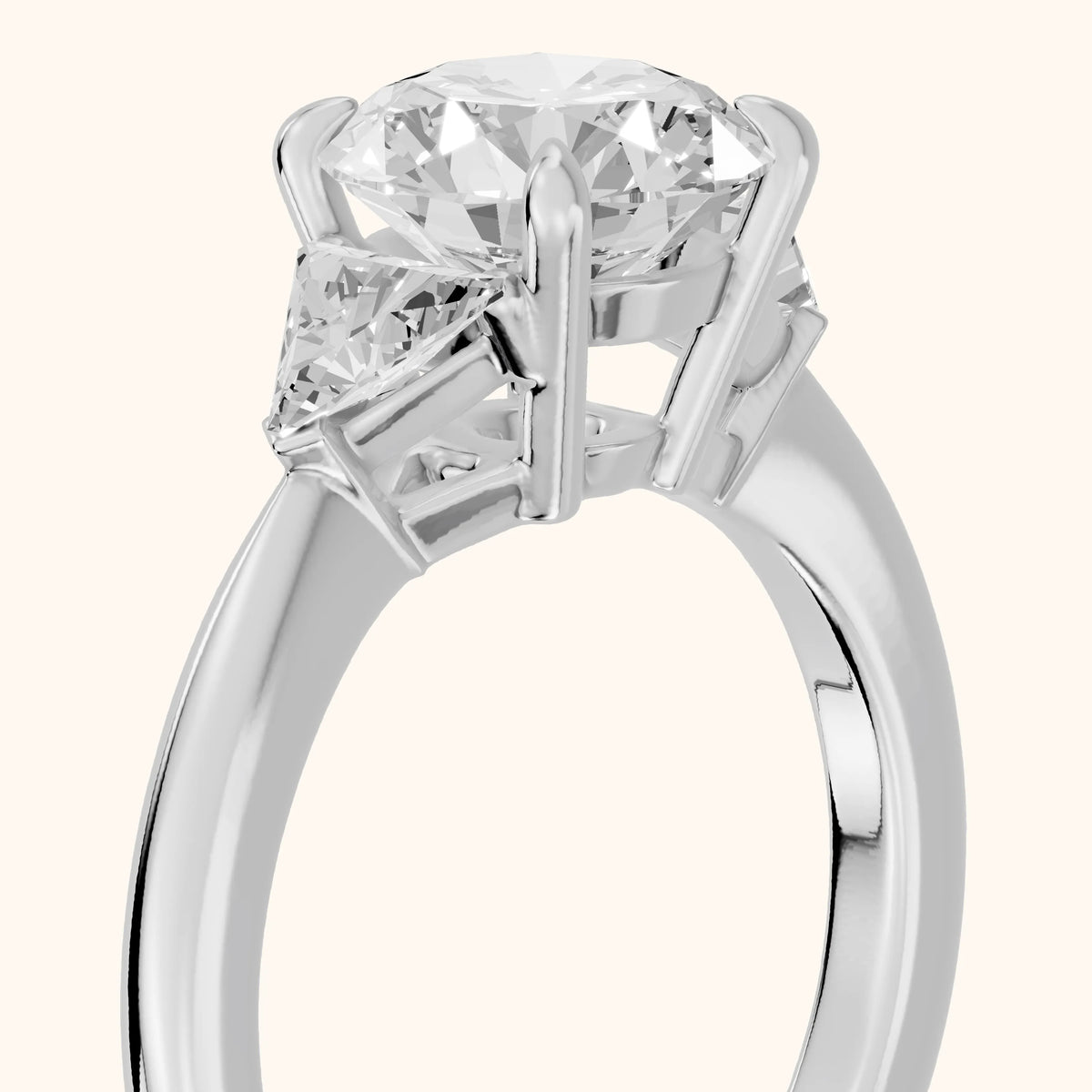 Clemency Three-Stone Cathedral Round Diamond Engagement Ring in Silver - slant-view.webp