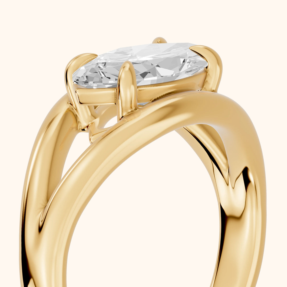 Madeleine Split Shank Marquise Diamond Engagement Ring in Yellow Gold - slant-view.webp