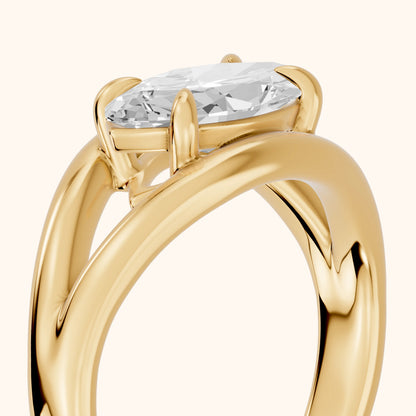 Madeleine Split Shank Marquise Diamond Engagement Ring in Yellow Gold - slant-view.webp