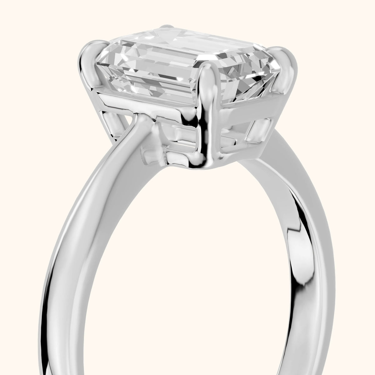 Miriam Basket Solitaire Emerald Diamond Engagement Ring in Silver - slant-view.webp