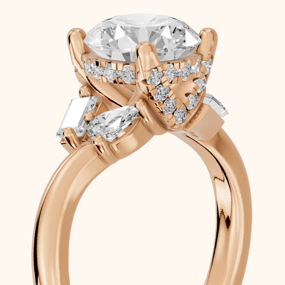 Betty Hidden Halo Cluster Round Diamond Engagement Ring in Rose Gold - slant-view.webp