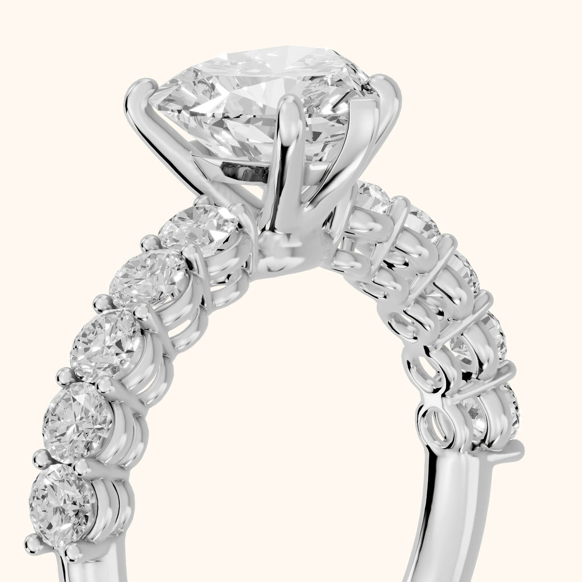 Sterling Statement Pavé Heart Diamond Engagement Ring in Silver - slant-view.webp
