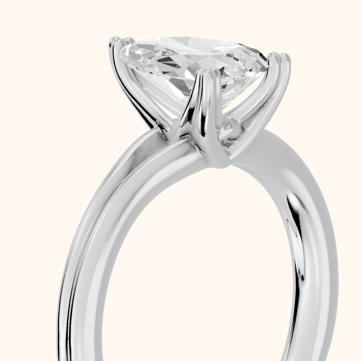 Neve Solitaire Split Shank Pear Diamond Engagement Ring in Silver - slant-view.webp