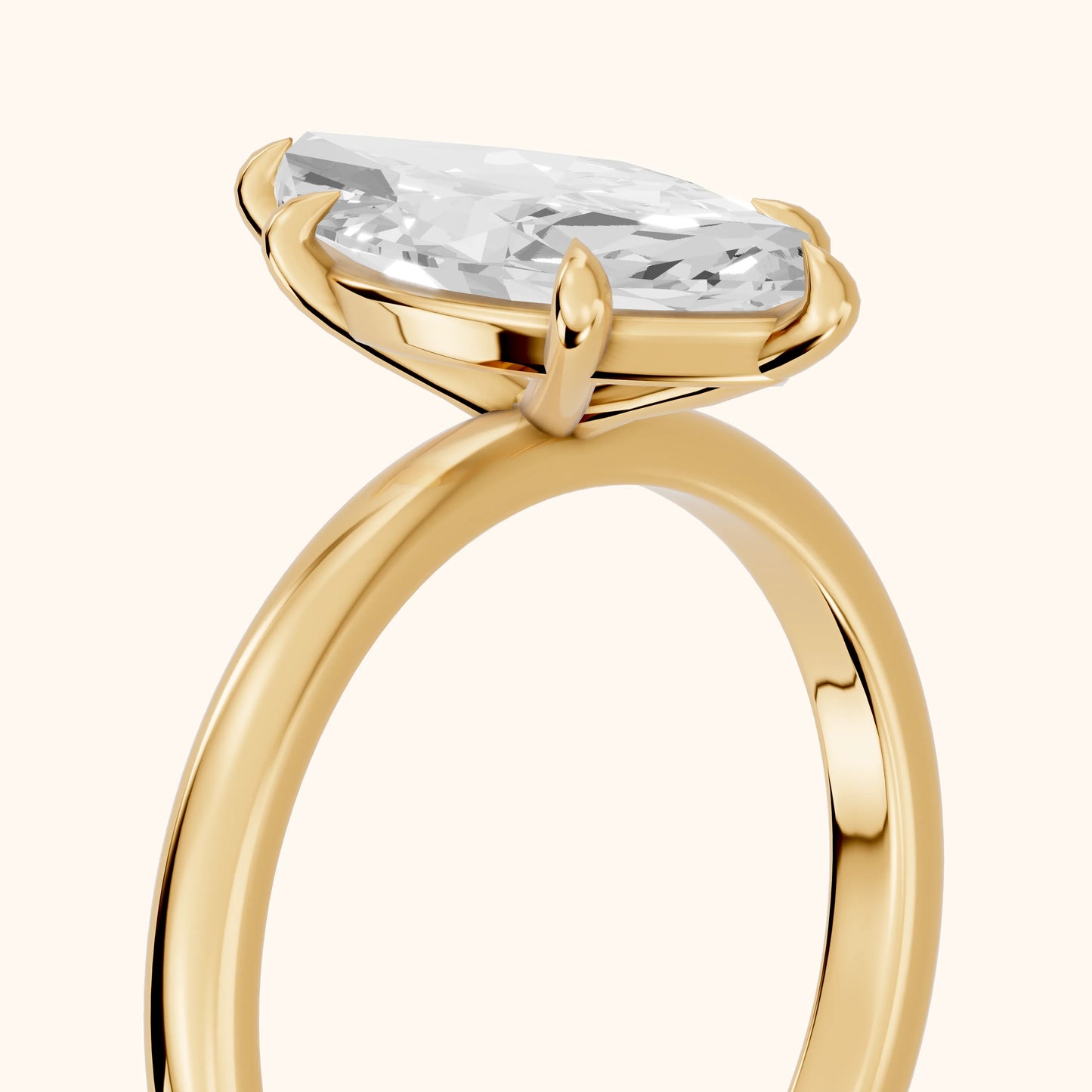 Lyla Petite Solitaire Marquise Diamond Engagement Ring in Yellow Gold - slant-view.webp