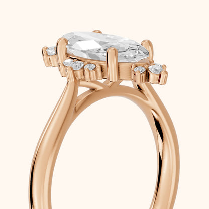 Linden Starburst Cluster Marquise Diamond Engagement Ring in Rose Gold - slant-view.webp
