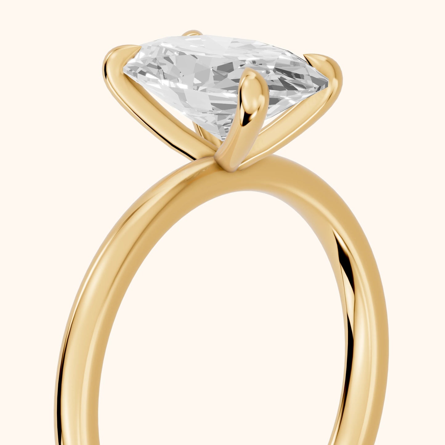 Nella Petite Solitaire Oval Diamond Engagement Ring in Yellow Gold - slant-view.webp