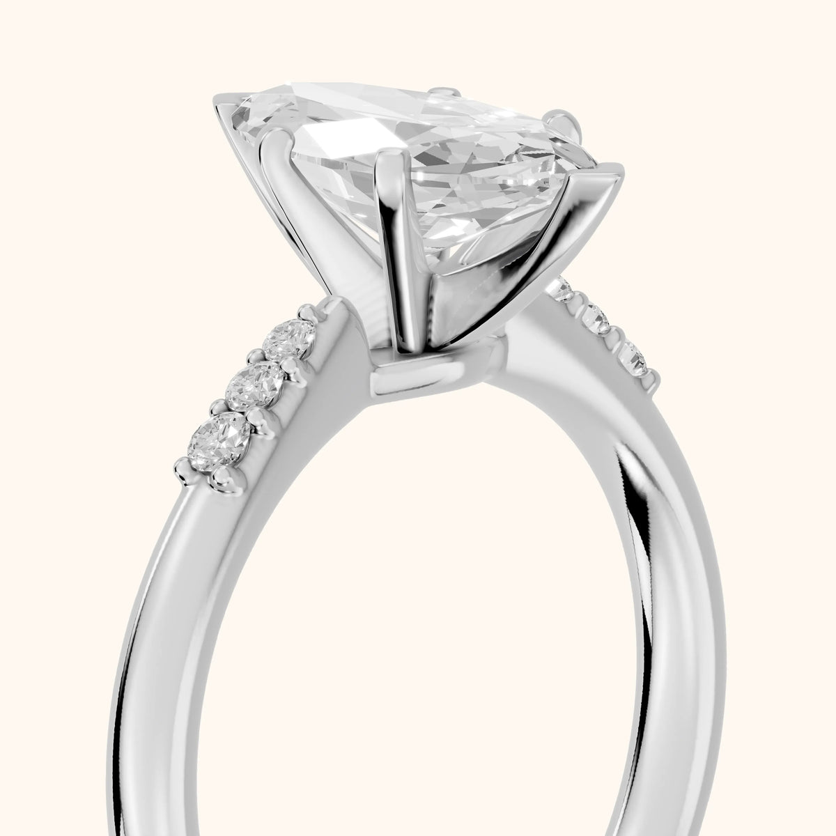 Aveline Flush-Set Marquise Diamond Engagement Ring in Silver - slant-view.webp