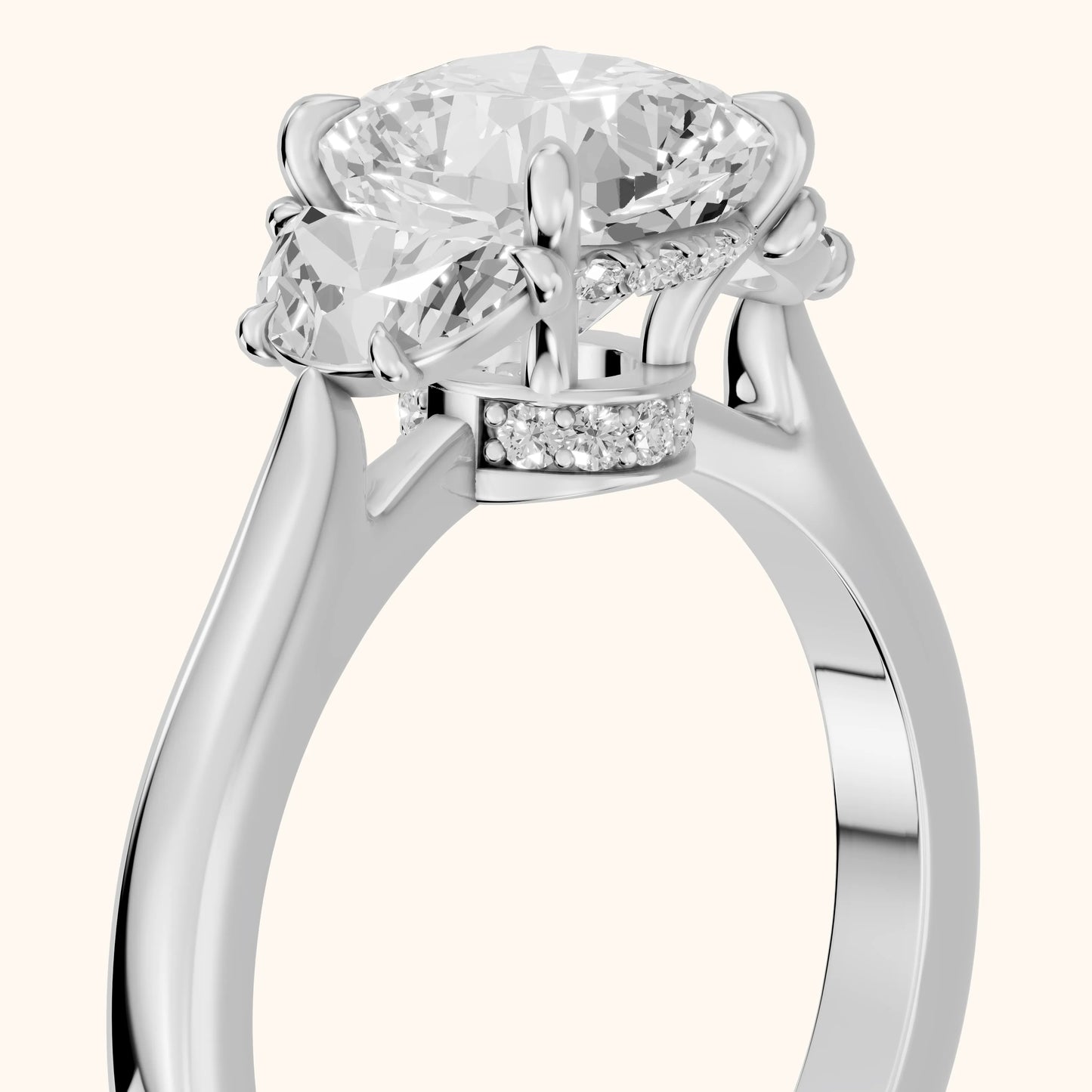 Romy Three-Stone Cushion Diamond Engagement Ring in White Gold - slant-view.webp