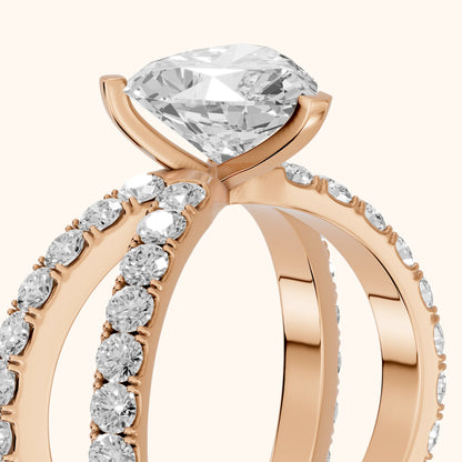Lior Criss Cross Pavé Heart Diamond Engagement Ring in Rose Gold - slant-view.webp