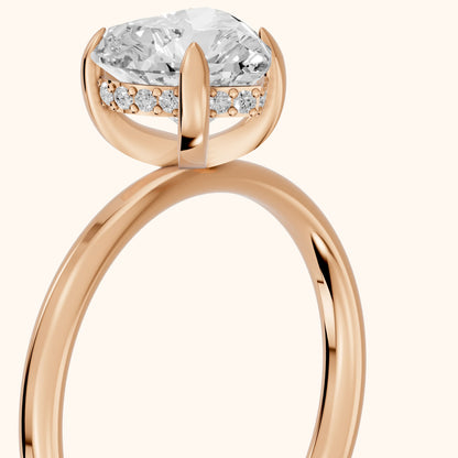 Charlotte Charm Solitaire Heart Diamond Engagement Ring in Rose Gold - slant-view.webp