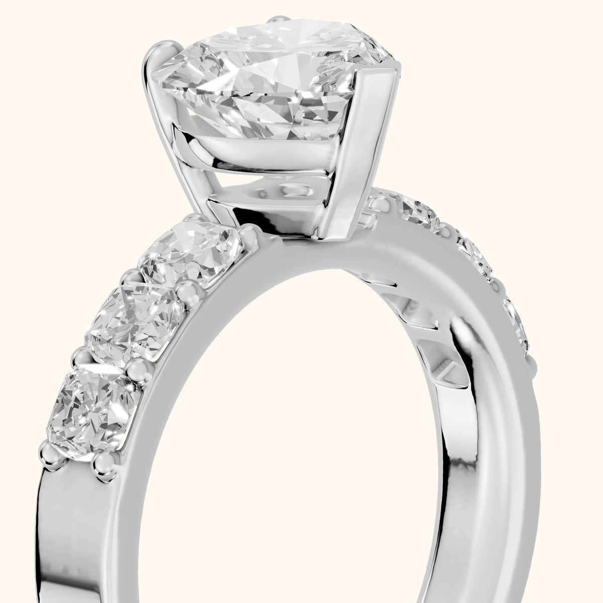 Maude Wide Band Pavé Heart Diamond Engagement Ring in White Gold - slant-view.webp