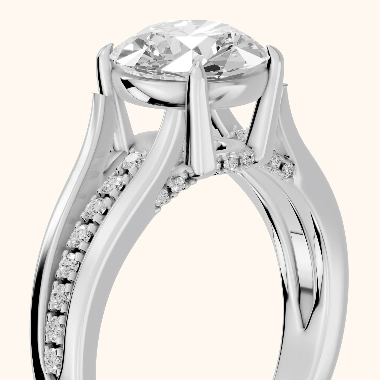 Scarlett Split Shank Pavé Round Diamond Ring in Platinum - slant-view.webp