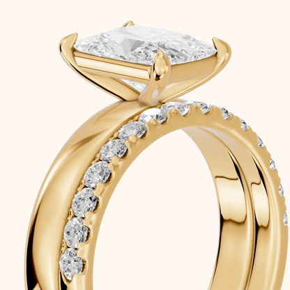 Josephine Split Shank Pavé Radiant Diamond Engagement Ring in Yellow Gold - slant-view.webp
