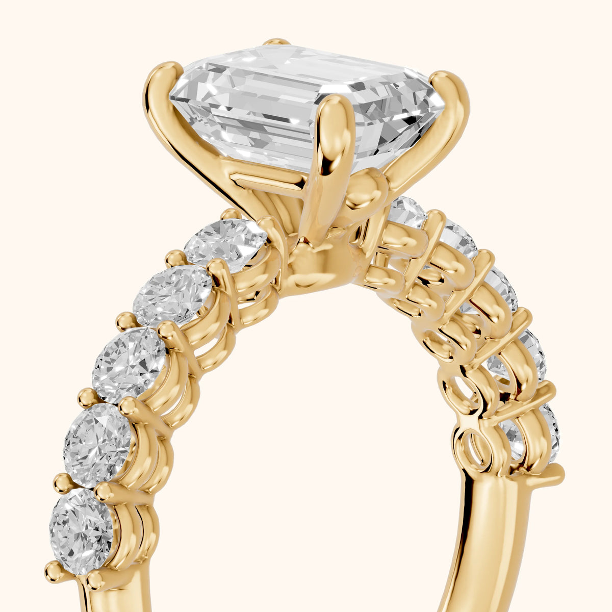 Sterling Statement Pavé Emerald Diamond Engagement Ring in Yellow Gold - slant-view.webp
